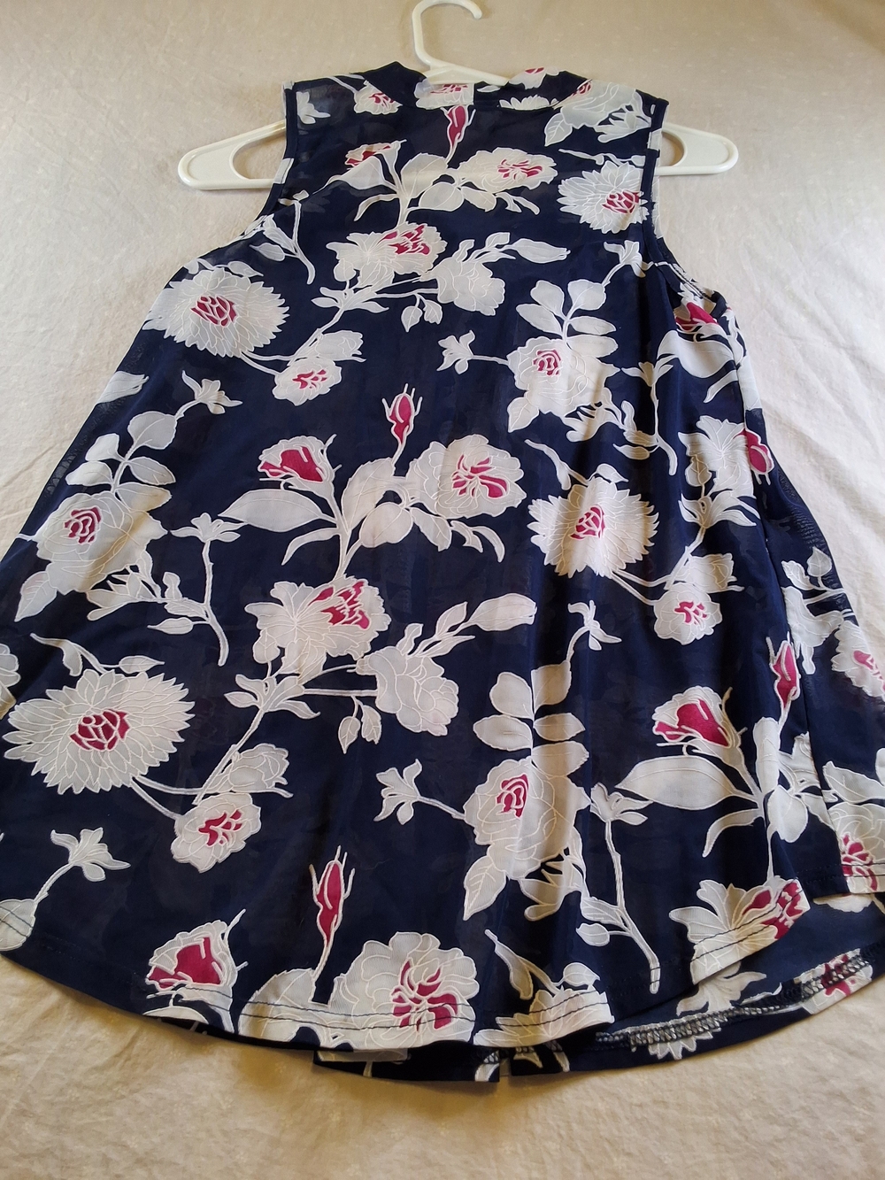 Girls Navy Floral Sleeveless A-Line Dress